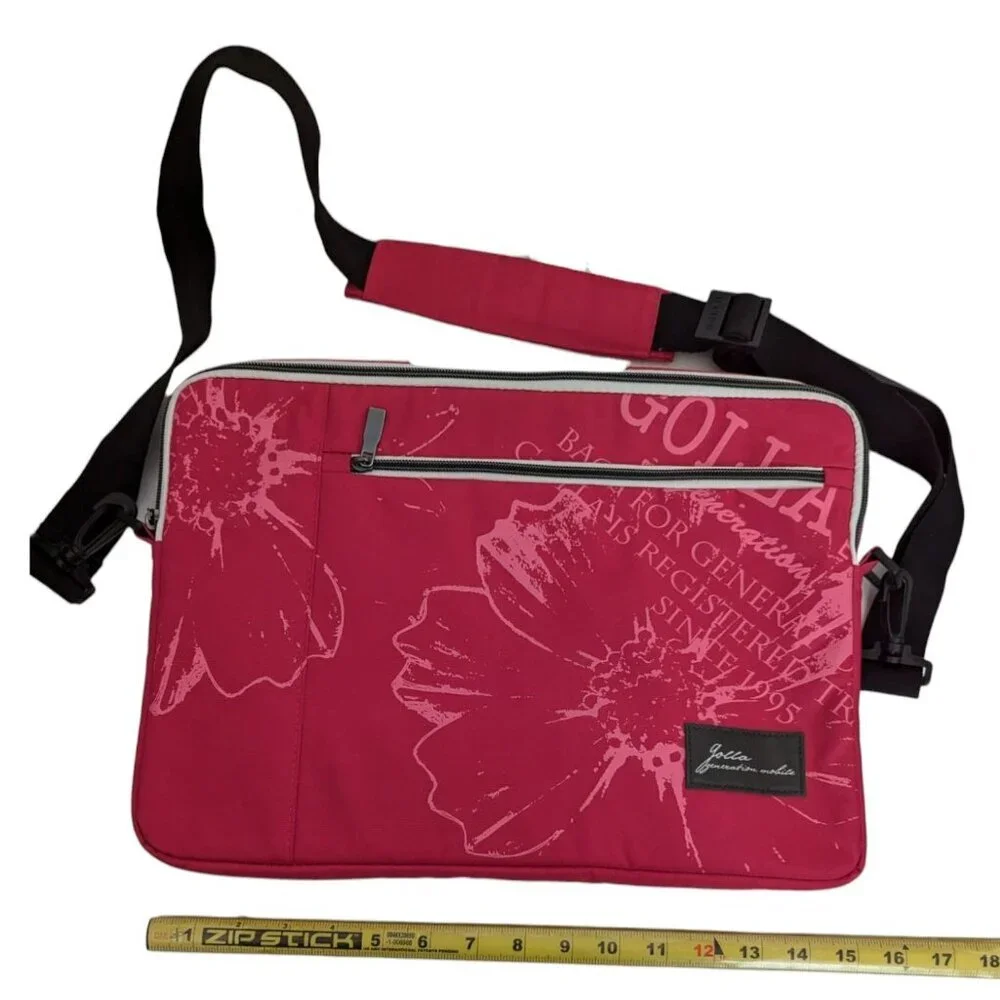 Golla Pink Floral Laptop Messenger Bag With Adjustable Strap 15